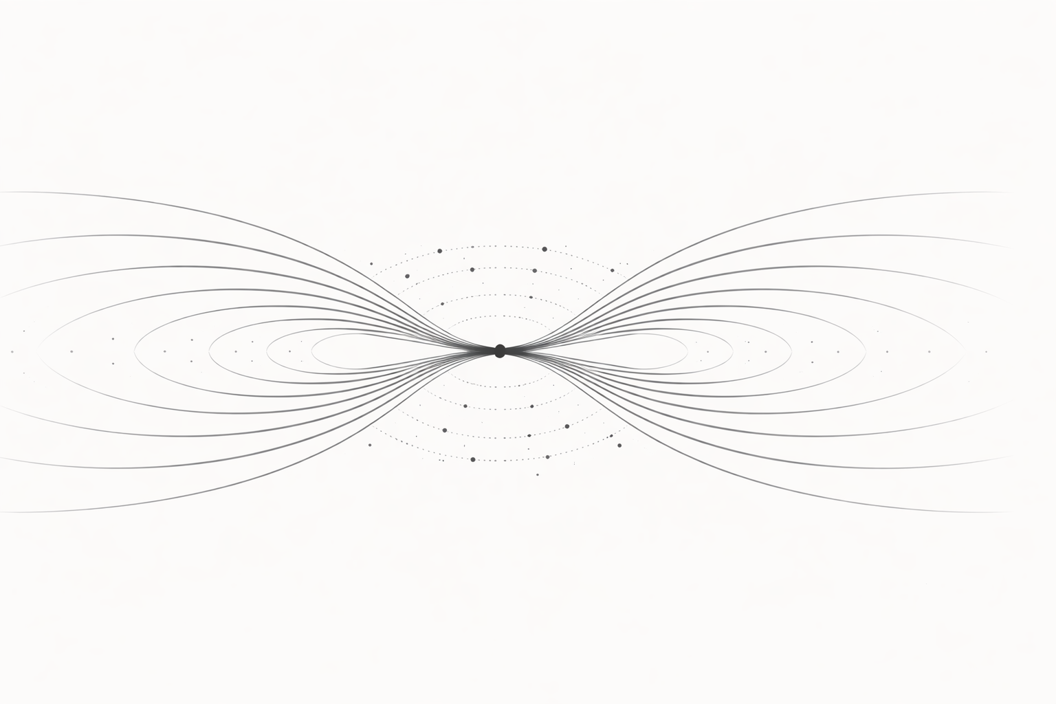 Symmetrical field structure illustrating equilibrium where opposing influences balance while microscopic motion persists within a stable configuration