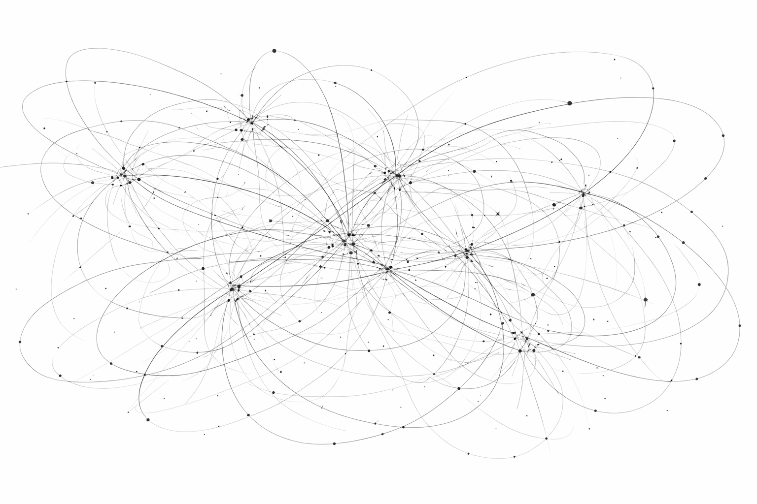 Complexity emerging from multiple interacting elements in a physical system Complex network of interacting trajectories illustrating complexity emerging from multiple relations within a physical system