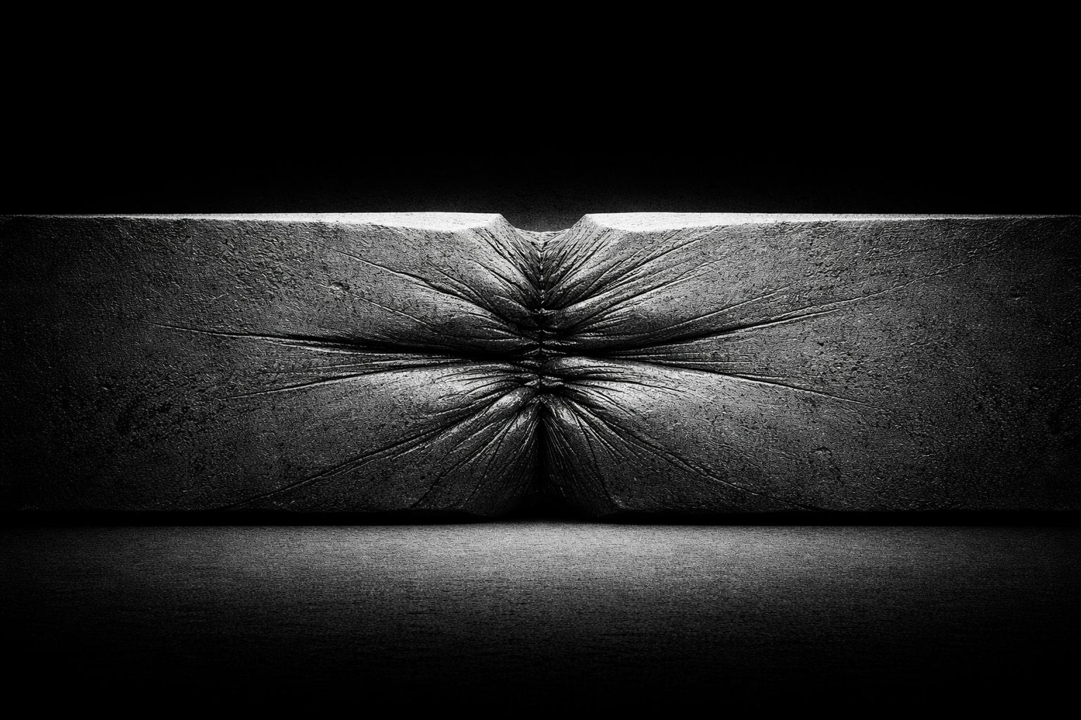 Compressed structure under opposing force with central deformation constrained by resistance