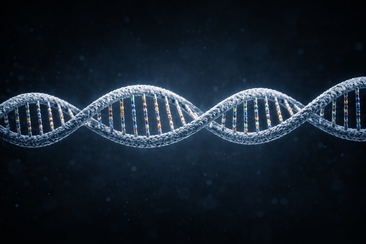 Replication — Configuration Appears Again in Molecular Structure Two identical DNA double helices illustrating molecular replication where the same configuration appears again in separate positions