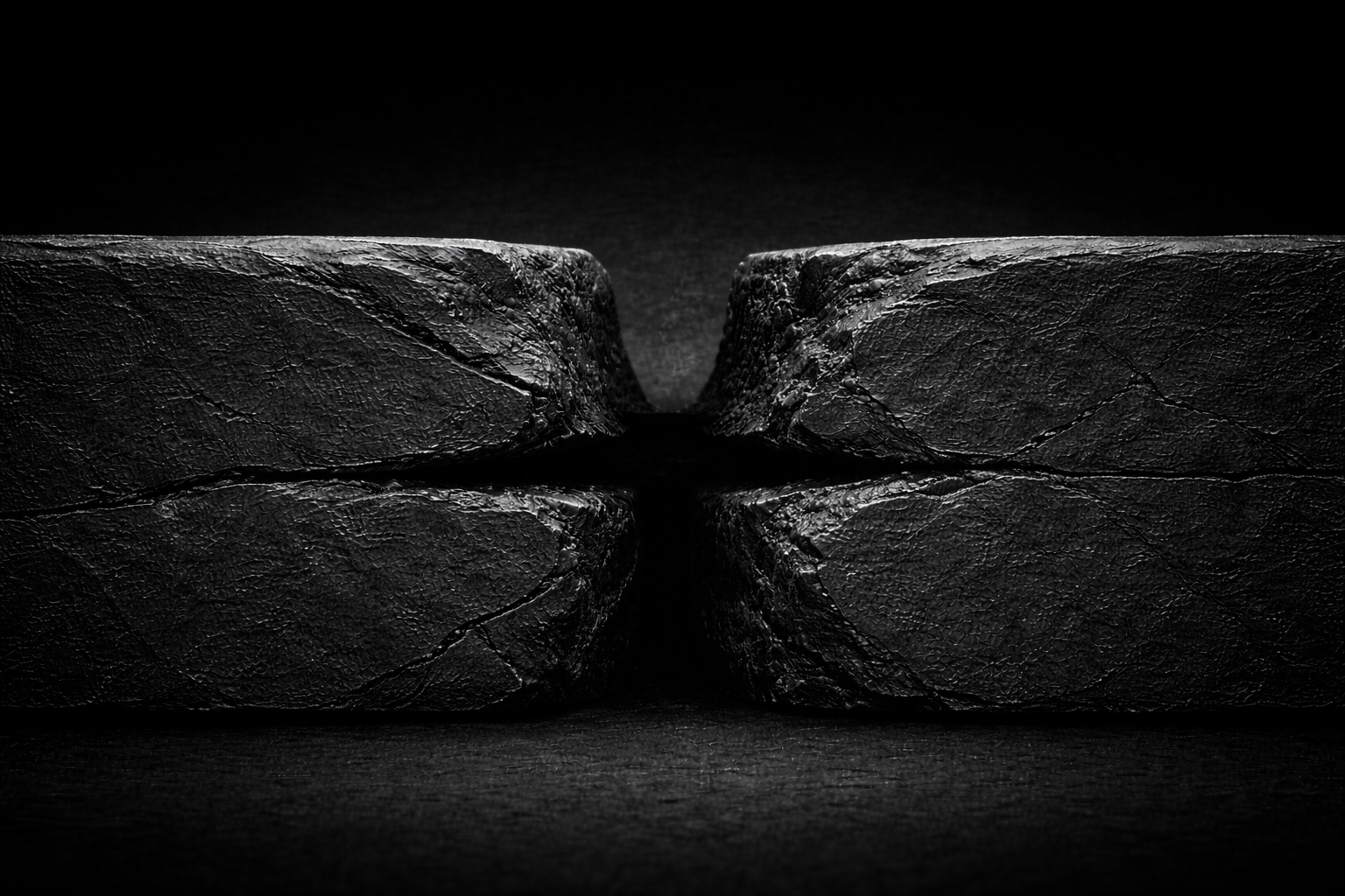 Exchange. Two opposing surfaces with a narrow irregular gap showing constrained exchange and unstable separation